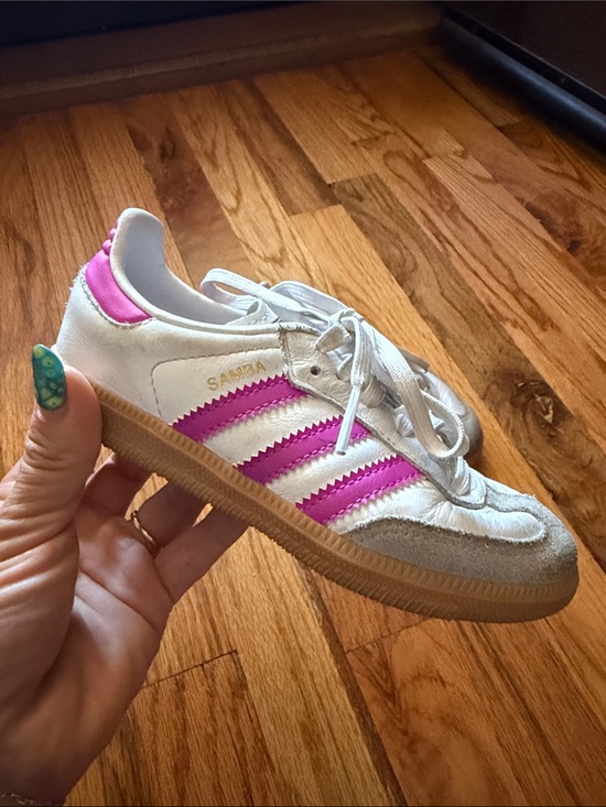 adidas Originals Other - adidas Originals Kids Samba Sneakers White with Pink Stripes and Gum Sole
